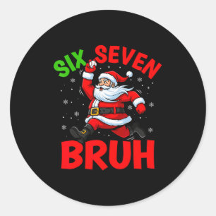 Sticker Rond 67 Meme Six Seven Bruh Père Noël Baseball Drôle No