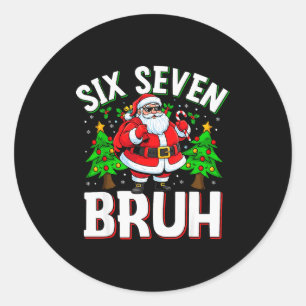Sticker Rond 67 Meme Six Seven Bruh Père Noël Drôle Noël Enfant