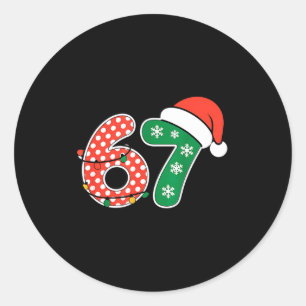 Sticker Rond 67 Meme Six Seven Drôle de Noël 6 7 Meme Hommes Fe