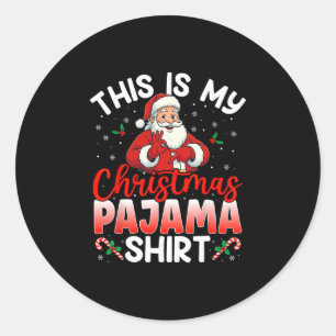 Sticker Rond 67 Meme Six Seven Drôles de Pyjamas de Noël Santa