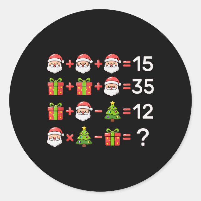 Sticker Rond 67 Meme Six Seven Équation de Noël Mathématiques C (Devant)