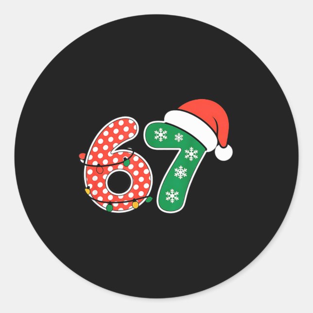 Sticker Rond 67 Meme Six Seven Funny Christmas 6 7 Meme Men Wom (Devant)