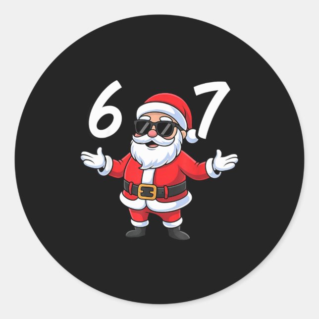 Sticker Rond 67 Meme Six Seven Number 6 7 Santa Xmas Christmas  (Devant)
