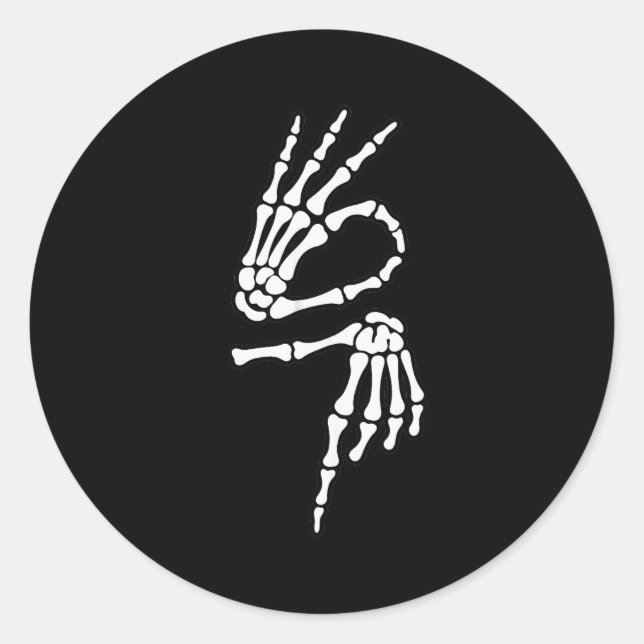 Sticker Rond 67 Meme Skeleton Hand 6 7 Halloween Six Seven  (Devant)
