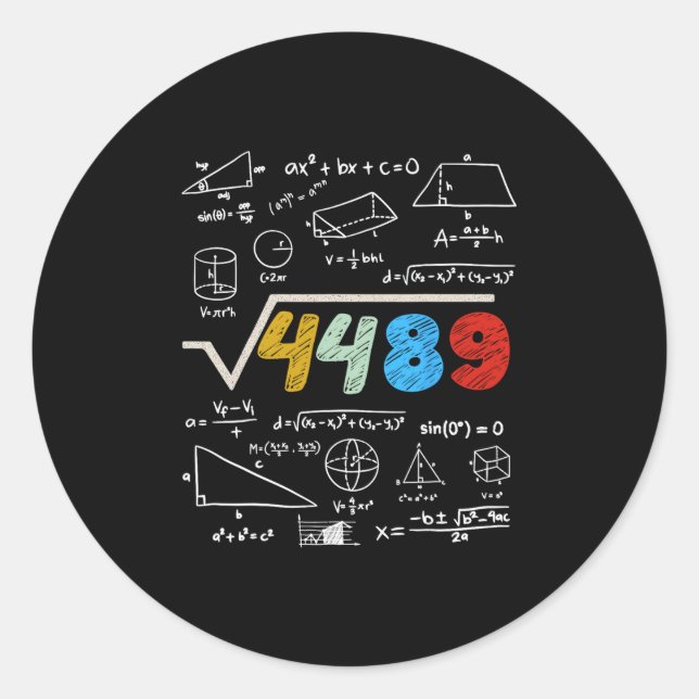 Sticker Rond 67 Meme Square Root 4489 Do The Math Funny Birthda (Devant)