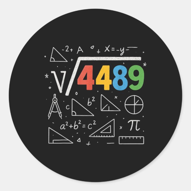 Sticker Rond 67 Meme Square Root 4489 Slang Six Seven Math Teac (Devant)