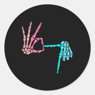 Sticker Rond 67 Meme Squelette Crème Glacée qui Dégouline 67 Mo