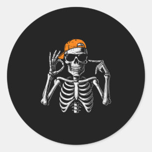 Sticker Rond 67 Meme Squelette Halloween Drôle Six Sept Tendanc