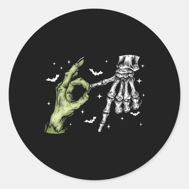 Sticker Rond 67 Meme Squelette Main Zombie 6 7 Halloween Six Se (Devant)