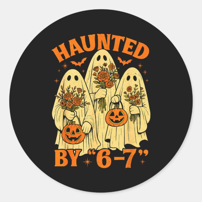 Sticker Rond 67 Meme Tendance Fantôme Halloween Drôle Six Sept  (Devant)