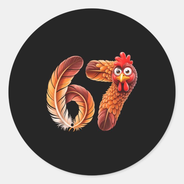 Sticker Rond 67 Meme Thanksgiving Turkey Day Funny Holiday Six  (Devant)