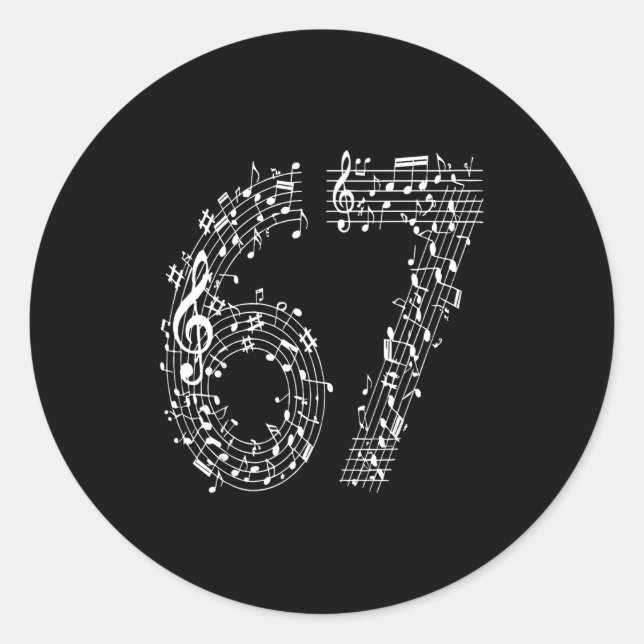 Sticker Rond 67 Music Meme Six Seven Music Teacher Musician  (Devant)