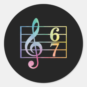 Sticker Rond 67 Musique Mème Argot Six Sept Prof De Musique Drô