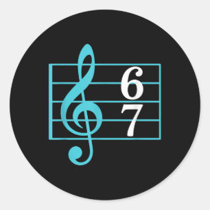 Sticker Rond 67 Musique Mème Argot Six Sept Professeur de Musiq
