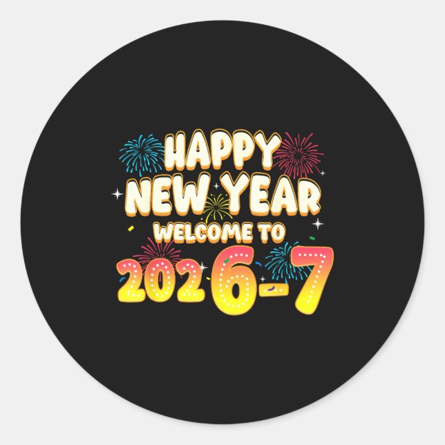 Sticker Rond 67 New Year's Eve - Happy New Year 2026-7 Funny 67 (Devant)