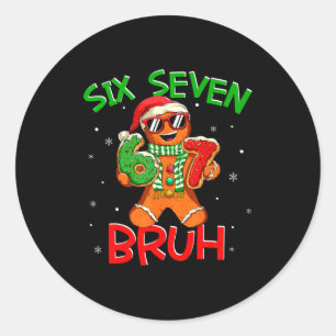 Sticker Rond 67 Noël 6 7 Mème Homme en pain d'épice Pyjama de N