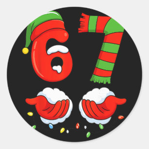 Sticker Rond 67 Noël 6 7 Mème Six Sept Xmas 67 Drôle Chri