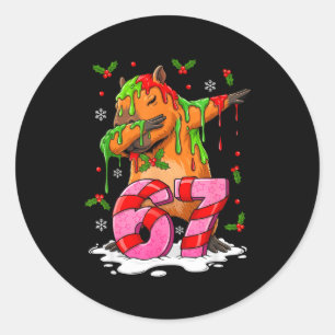 Sticker Rond 67 Noël Drôle 67 Brainrot Jeunesse Enfants Capybar