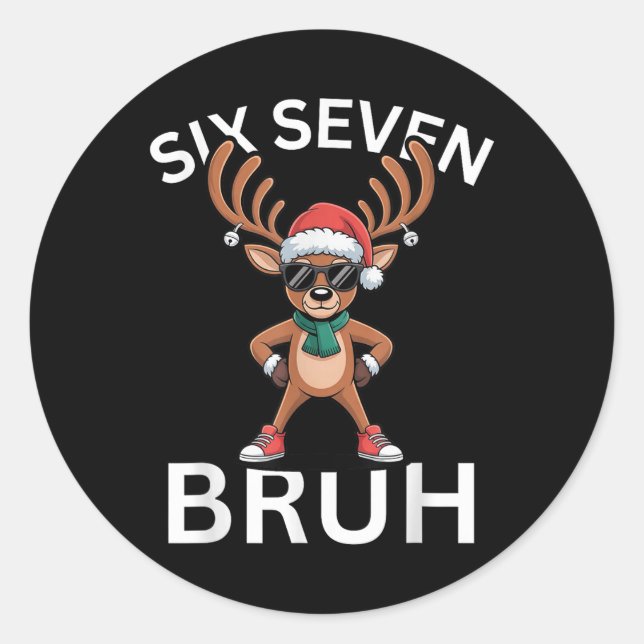 Sticker Rond 67 Noël Drôle Six Sept Mème Brainrot Renne (Devant)