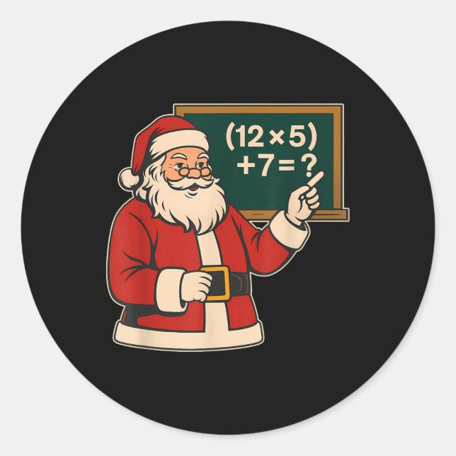 Sticker Rond 67 Noël du professeur Santa Six Sept Mème Brainrot (Devant)