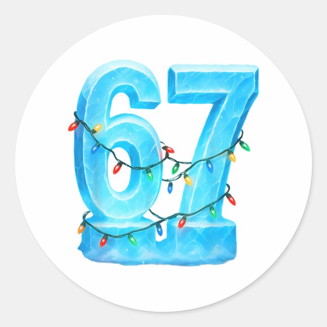 Sticker Rond 67 Noël Mème Glace Fête Pyjama 6 7  (Devant)