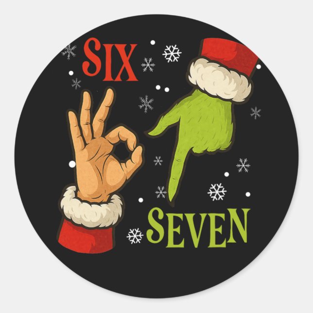 Sticker Rond 67 Noël Père Noël Vert 6 7 Mème Internet X (Devant)