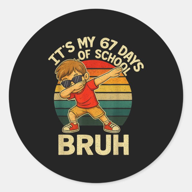Sticker Rond 67 nombres de mème en train de dabber C'est mes 67 (Devant)