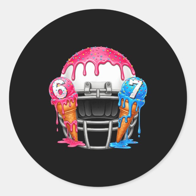 Sticker Rond 67 Number Ice Cream Drip American Football Art  (Devant)