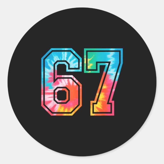 Sticker Rond 67 Number Meme Funny Six Seven Tie Dye Gen Alpha S (Devant)