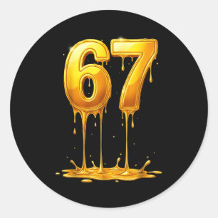 Sticker Rond 67 Or Dégoulinant Drôle Six Sept Mème Garçons Enfa