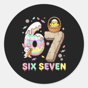 Sticker Rond 67 Pâques Six Sept Lapin Poussin Œuf de Pâques Drô