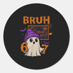 Sticker Rond 67 Prof de Halloween Fantôme Six Sept Mème Équatio