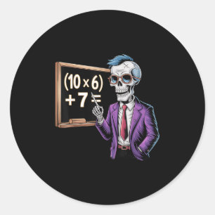 Sticker Rond 67 Prof de maths Mème Brainrot Six Sept Halloween 