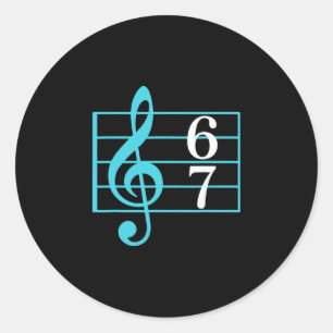 Sticker Rond 67 Prof de musique drôle de mème musical Slang Six