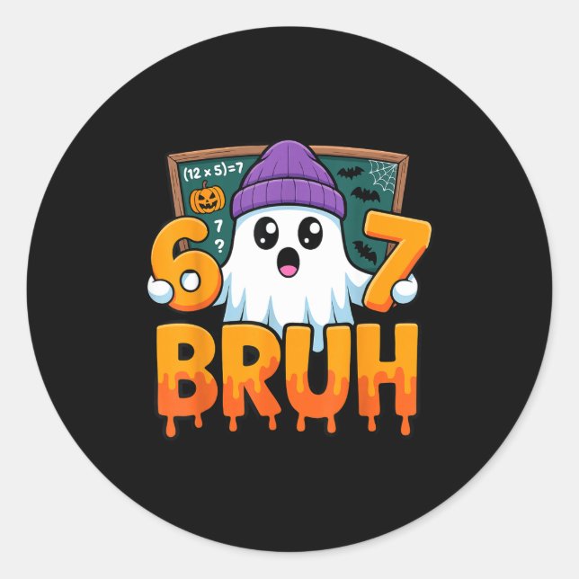 Sticker Rond 67 prof fantôme six sept mème équation math bruh (Devant)