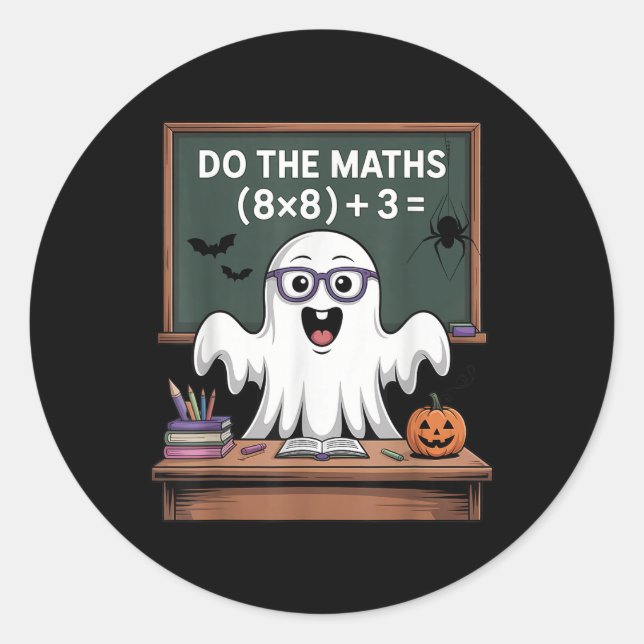 Sticker Rond 67 Prof Ghost Halloween Six Seven Meme Faire Le M (Devant)