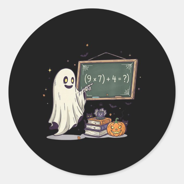 Sticker Rond 67 Prof Halloween Fantôme Six Sept Mème Blague Mat (Devant)