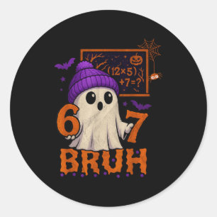 Sticker Rond 67 Prof Halloween Fantôme Six Sept Mème Math Équ