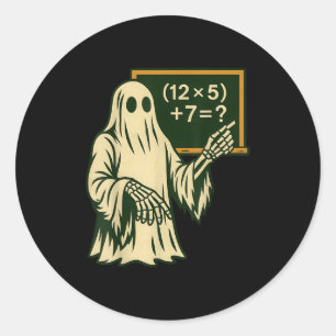 Sticker Rond 67 Professeur Fantôme d'Halloween Six Sept Mème Br