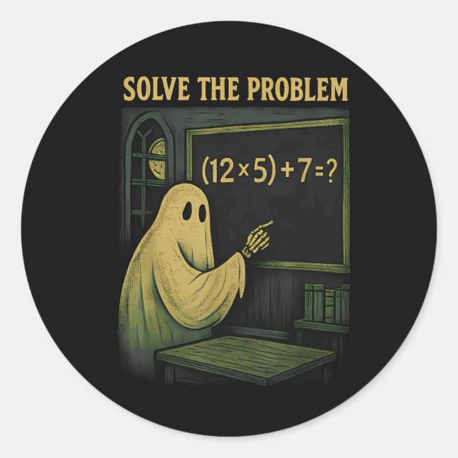 Sticker Rond 67 Professeur Fantôme d'Halloween Six Sept Mème Br (Devant)