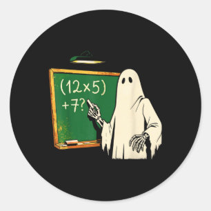 Sticker Rond 67 Professeur Fantôme d'Halloween Six Sept Mème Br