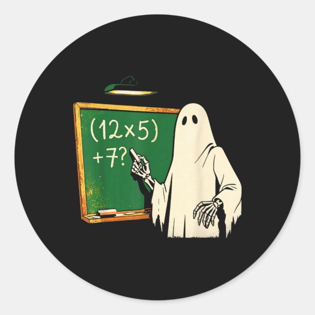 Sticker Rond 67 Professeur Fantôme d'Halloween Six Sept Mème Br (Devant)
