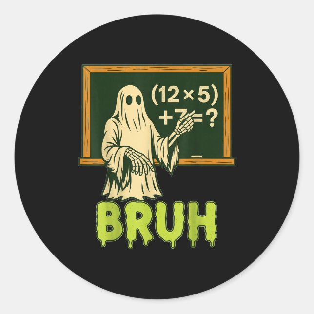 Sticker Rond 67 Professeur Halloween Fantôme Six Sept Mème Brai (Devant)