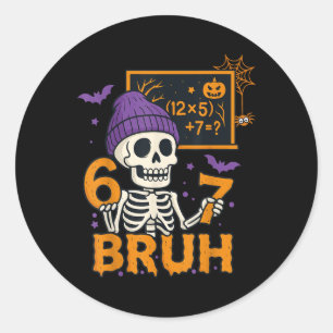 Sticker Rond 67 Professeur Halloween Squelette Six Sept Meme Ce