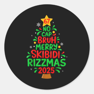 Sticker Rond 67 Sans Cap Bruh Skibidi Rizzmas Enfants Gen Alpha