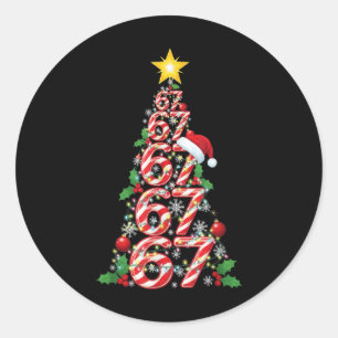 Sticker Rond 67 Sapin de Noël Bonbon de Noël Vacances Six Sept