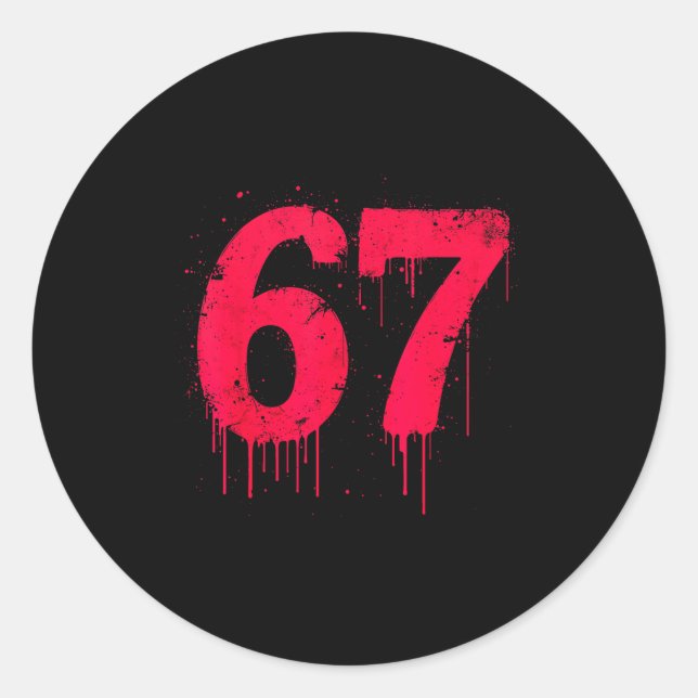 Sticker Rond 67 Shirt, 67 Meme Six Seven Men Teen Kids Funny  (Devant)