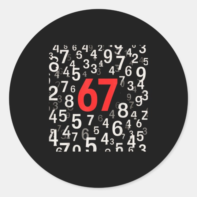 Sticker Rond 67 Shirt, Funny Shirts 67 Kid Meme Six Seven Graph (Devant)