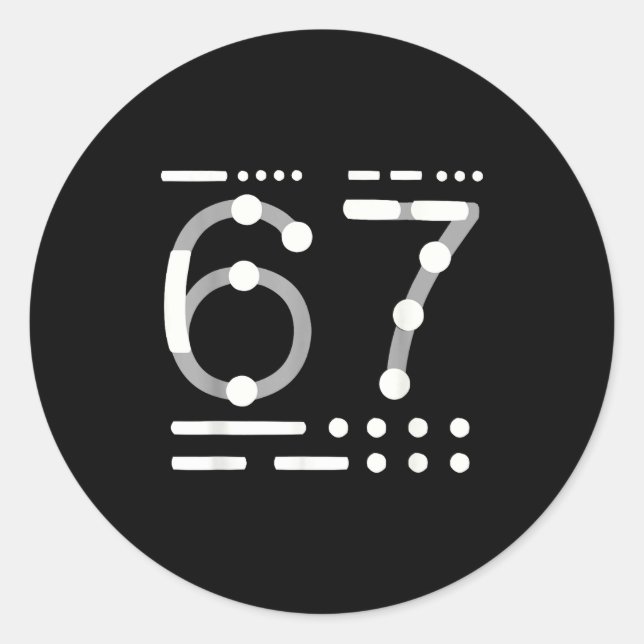 Sticker Rond 67 Shirt, Morse Code 67 Kid Meme Six Seven Graphic (Devant)