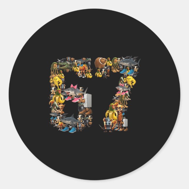 Sticker Rond 67 Six Sept Mème Anniversaire Viral Italien Brainr (Devant)